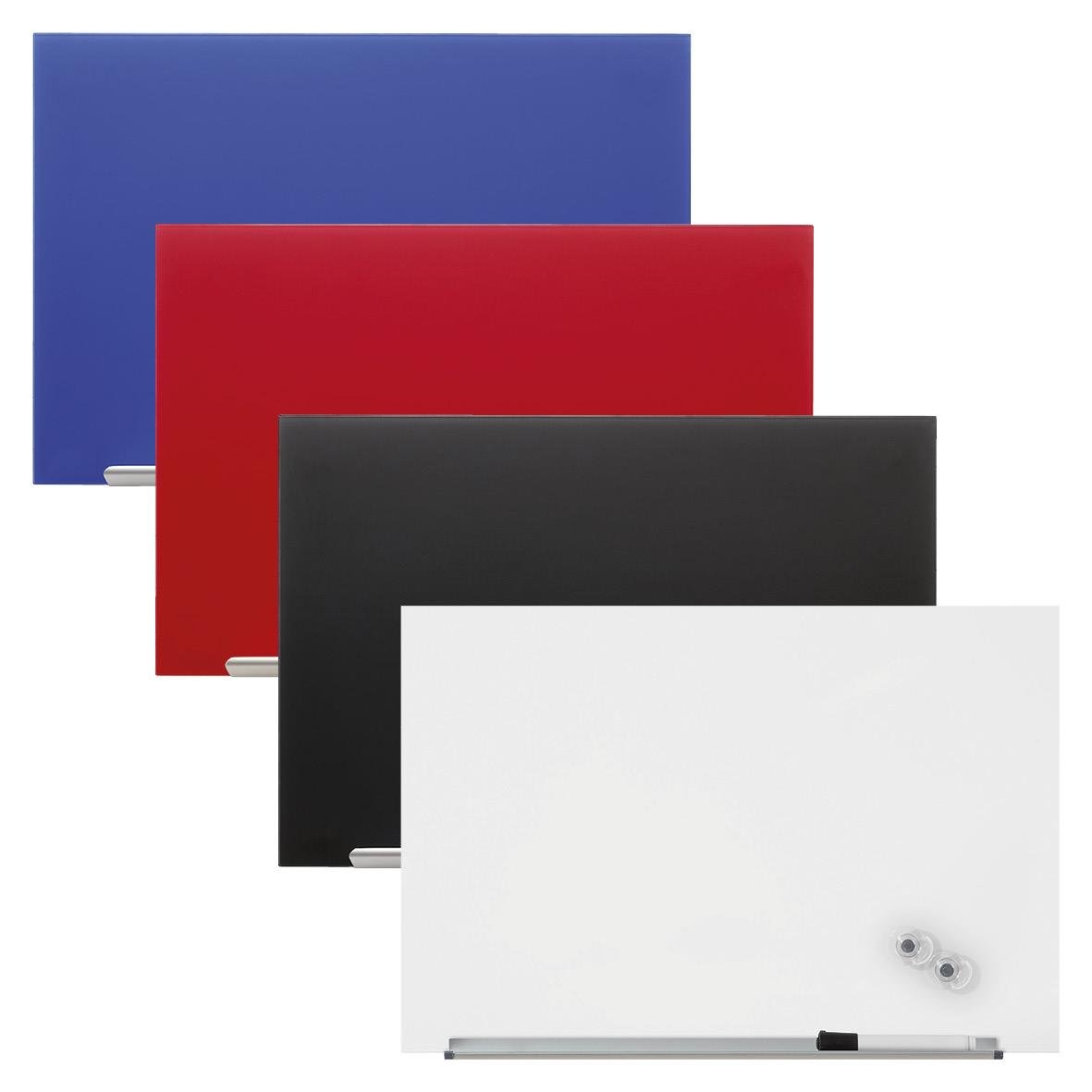 Glastavla Nobo Pro 85 tum i blått, rött, svart och vitt, storlek 1883x1059mm