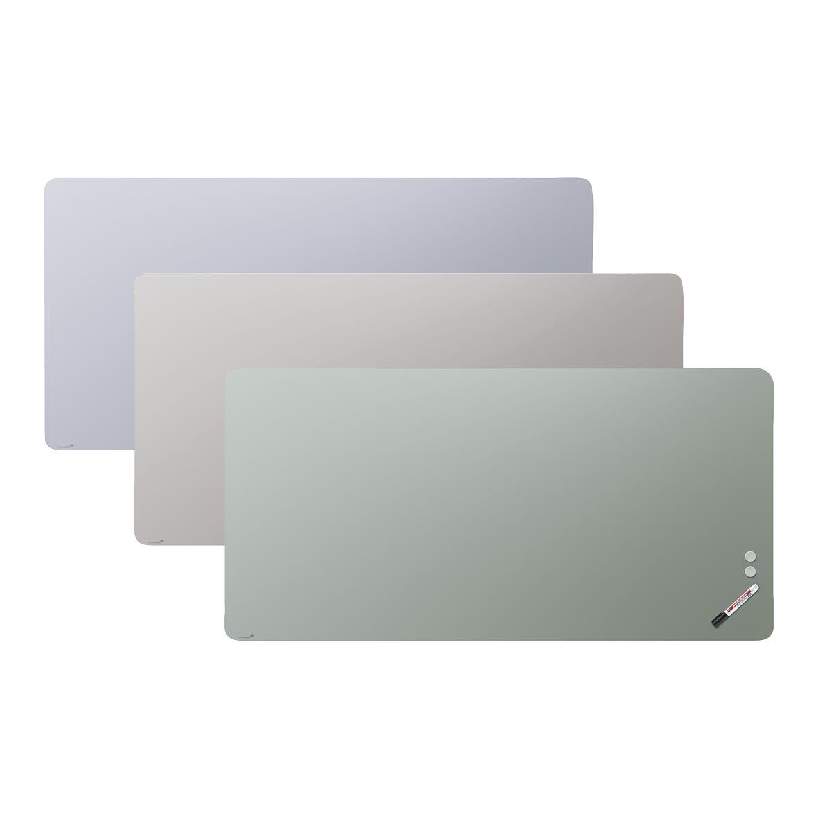 Glastavla Legamaster matt runda hörn 1000x2000mm i tre färger