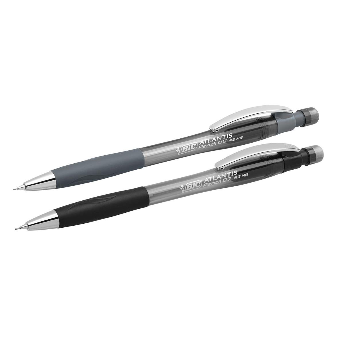 Två Bic Velocity stiftpennor, en i blå och en i svart färg