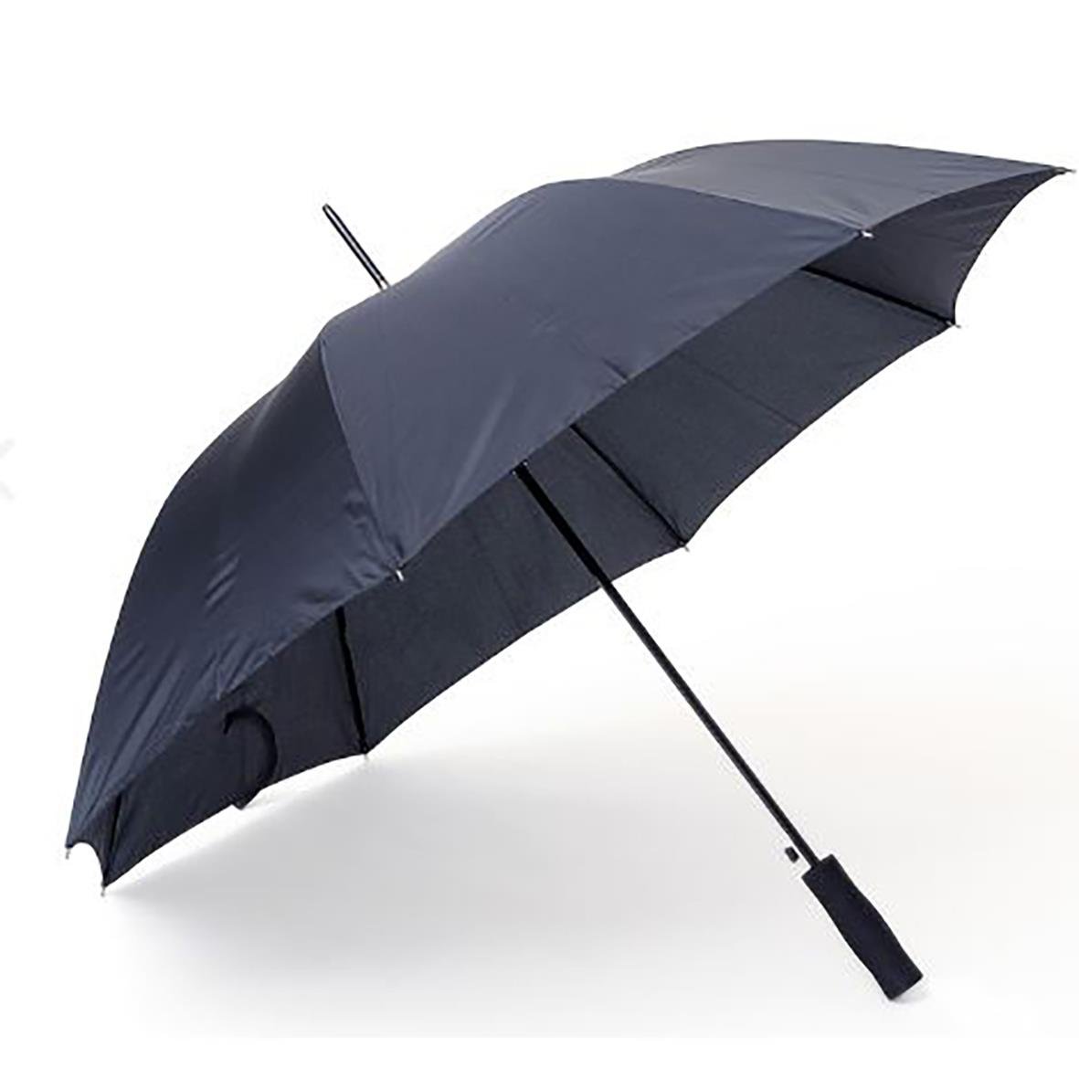 Svart paraply med diametern 102 cm, tillverkad av R-PET material