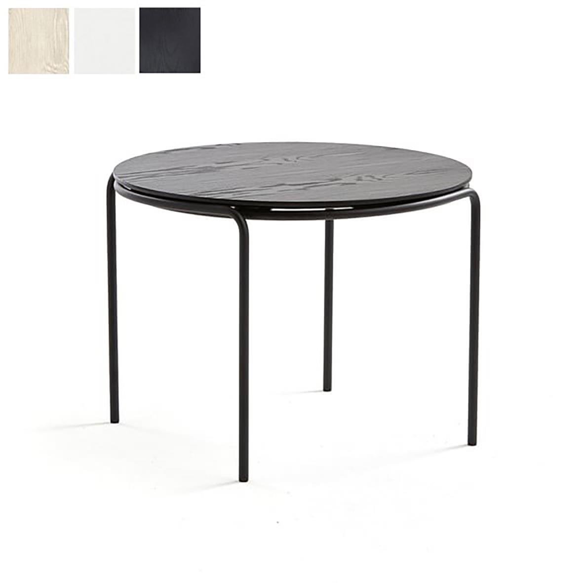 Runt svart bord med rund topp och fyra smala ben