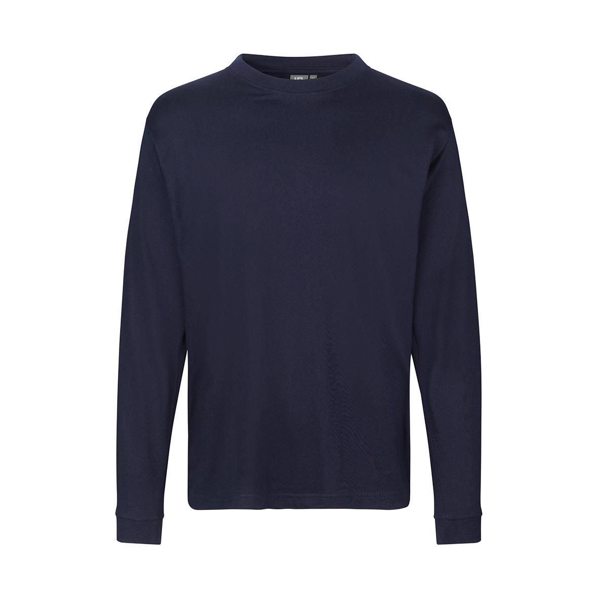 Marinblå långärmad T-shirt för herrar med rund hals