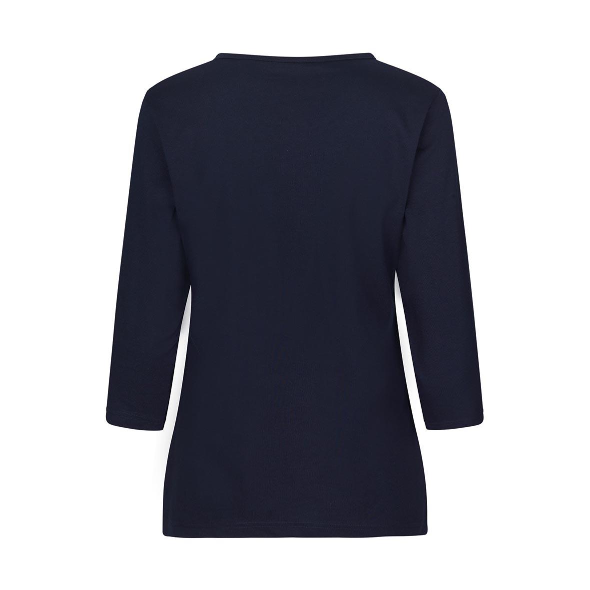 Marinblå T-Shirt med 3/4 ärmar för dam, enkel och stilren