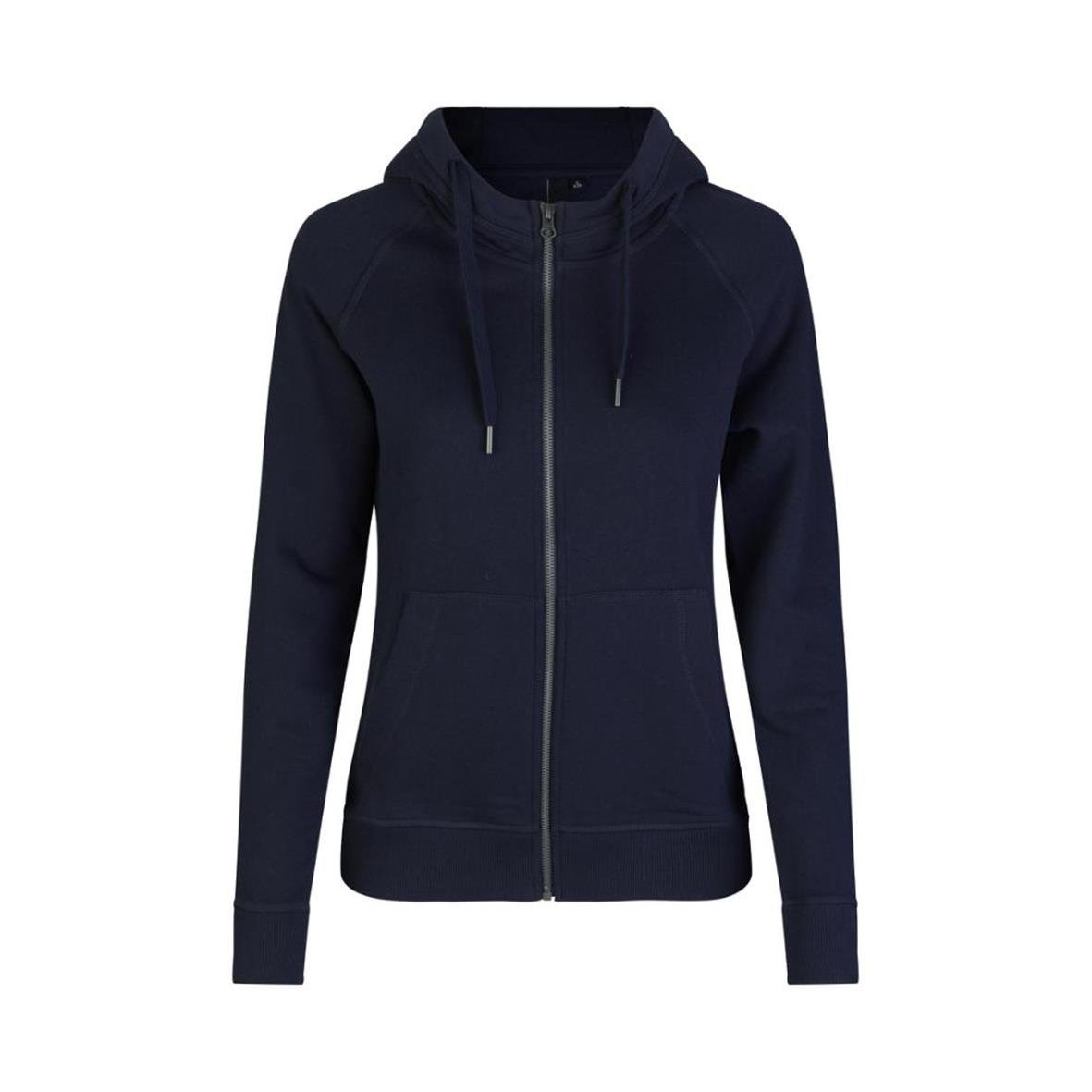 Marinblå hoodie med dragkedja och huva för dam