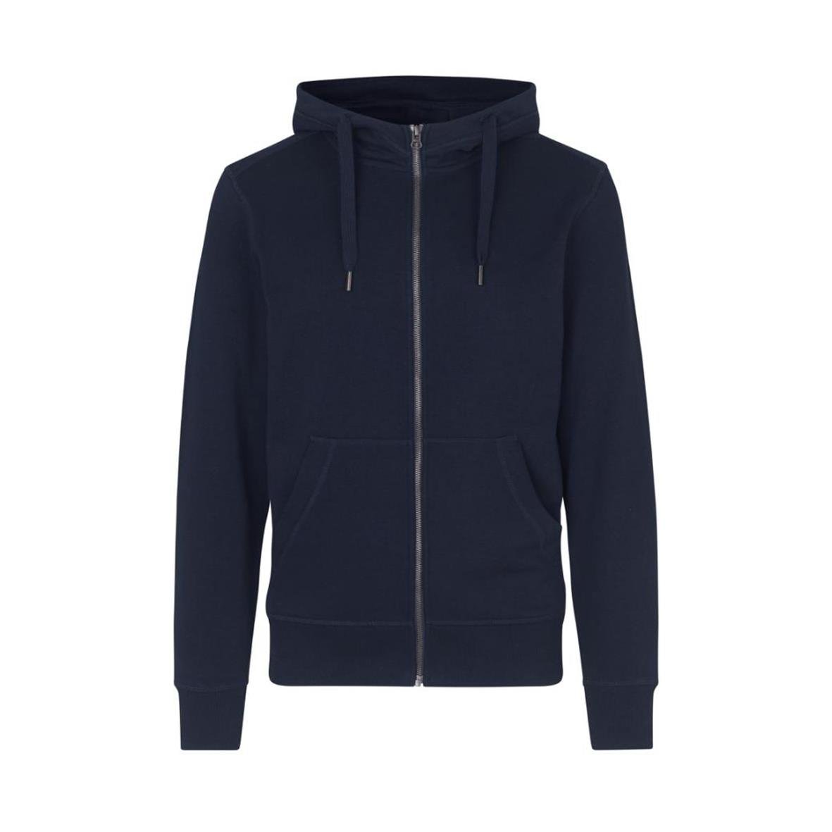 Marinblå hoodie med dragkedja och huva