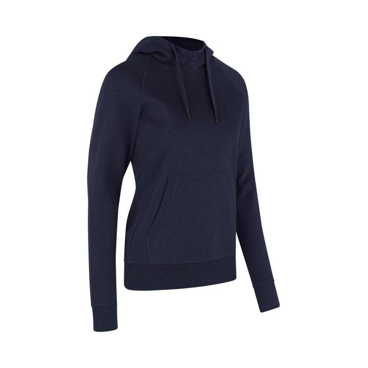 Marinblå hoodie för dam med dragkedja och fickor