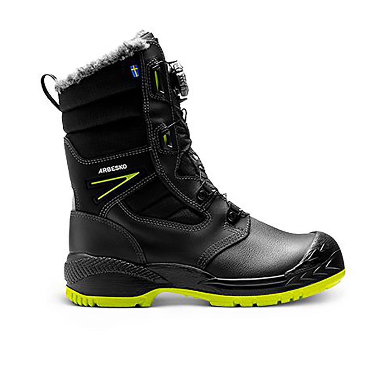 Svart skyddskänga Arbesko Umeå 979 med gröna detaljer och isolering