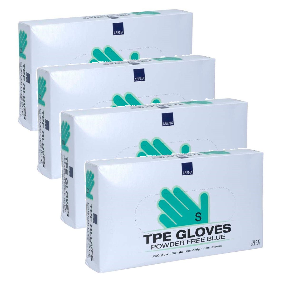 Förpackning med blå engångshandskar Abena TPE Puderfri