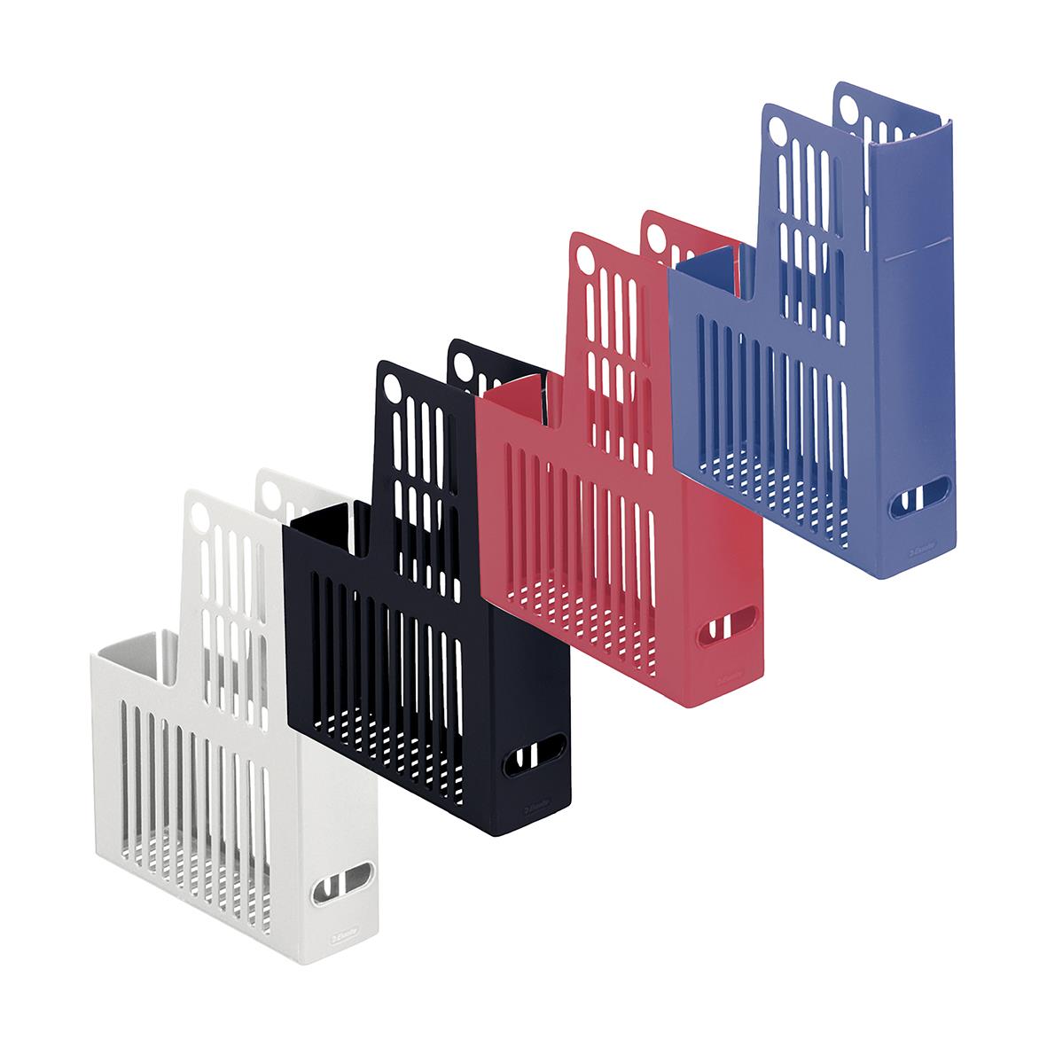 Färgglada tidskriftssamlare Esselte Collecta i vitt, svart, rött, blått och mörkblått