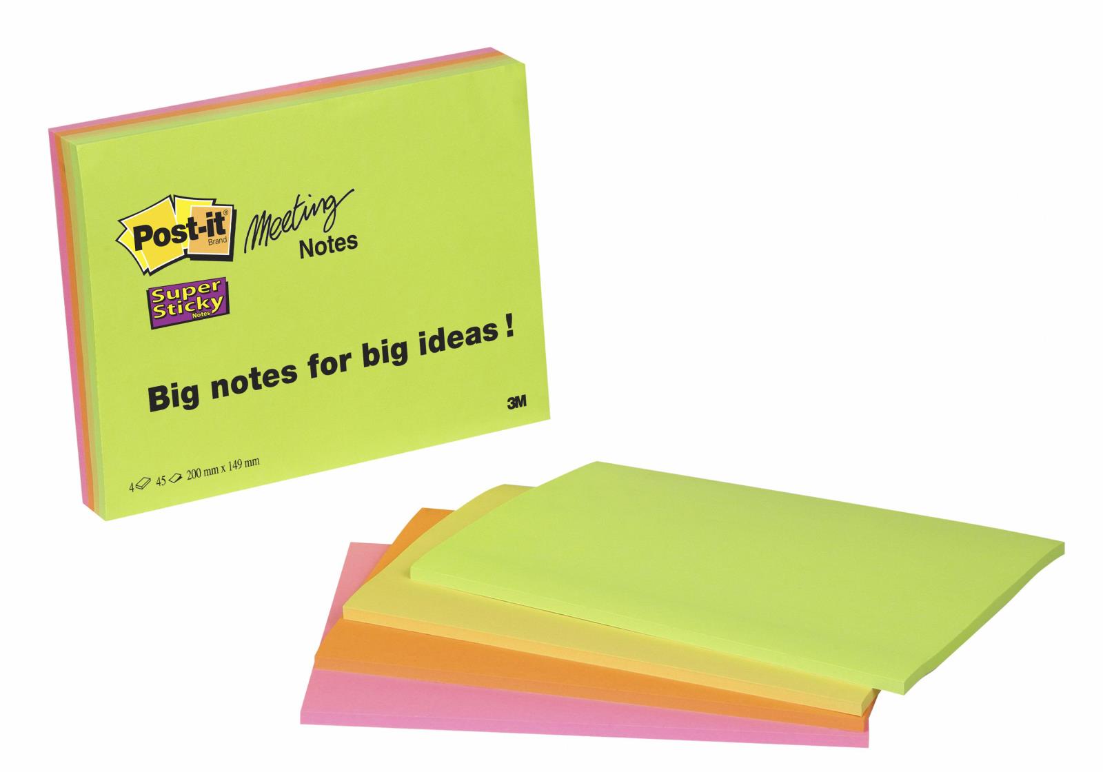 Notisar Post-it Super Sticky Meeting Notes 4-färg 152x203mm 10110111_1