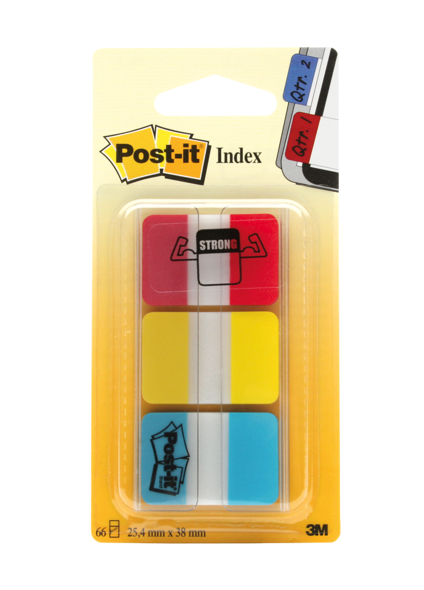 Märkflik Post-it Index Strong röd gul blå 25,4x38mm 10110134