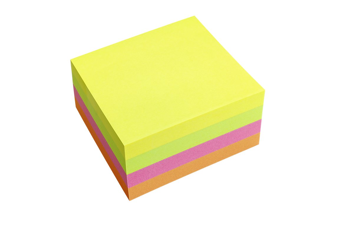 Notiskub Info Notes Brilliant mix gul, grön, cerise, orange 75x75mm 10110238