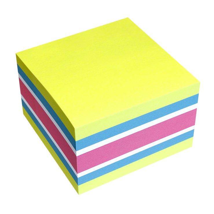 Notiskub Info Notes Brilliant mix gul, blå, vit, cerise 75x75mm 10110239