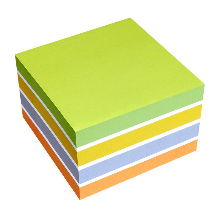 Notiskub Info Notes Brilliant mix grön, vit, gul, blå, orange 75x75mm 10110240