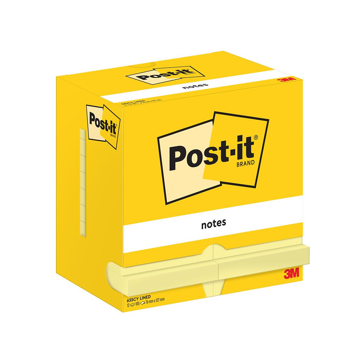 Notisar Post-it 635 Linjerat Gul 76x127mm 10110339_1