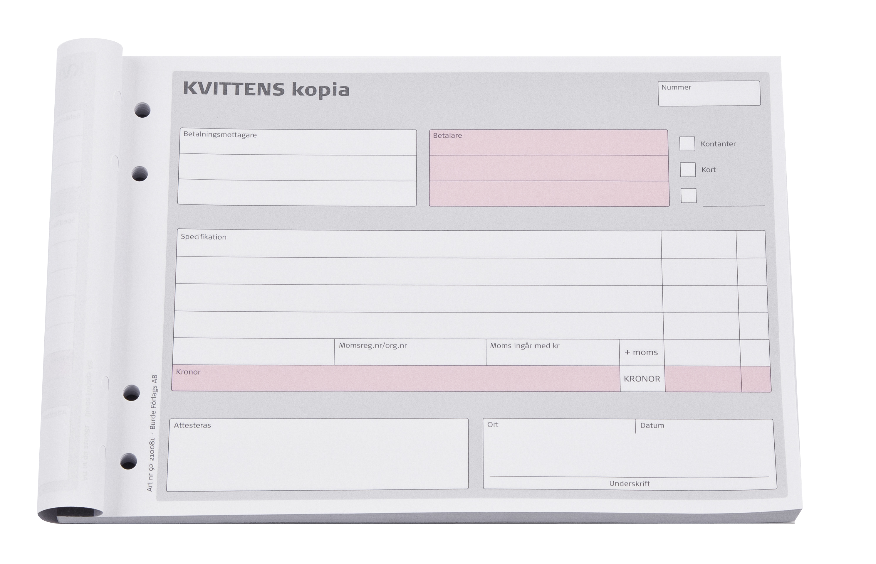 Kvittensblock onumrerade med kopia A5L 10220026_2