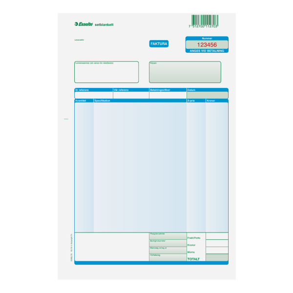 Fakturablanketter numrerade med 2 kopior 2/3 A4 10230005
