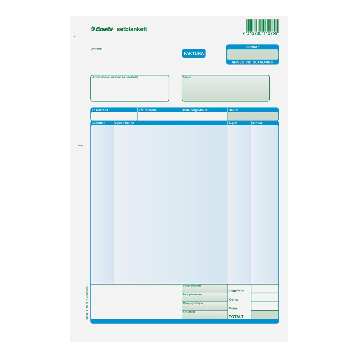 Fakturablanketter onumrerade med 2 kopior A4 10230007