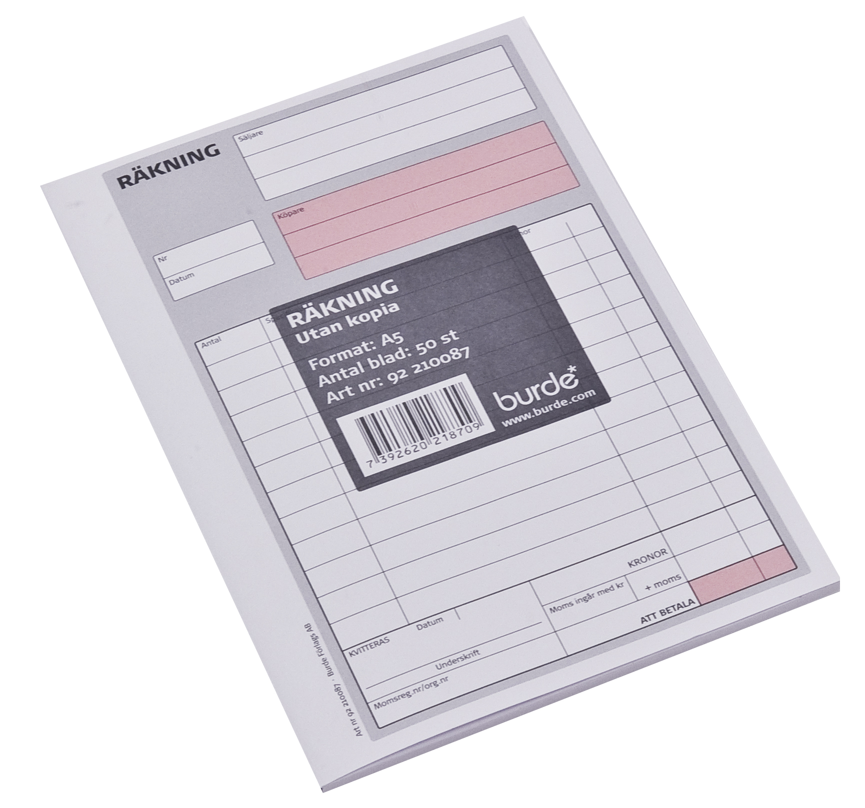 Räkningsblock onumrerade utan kopia A5 10240001_1