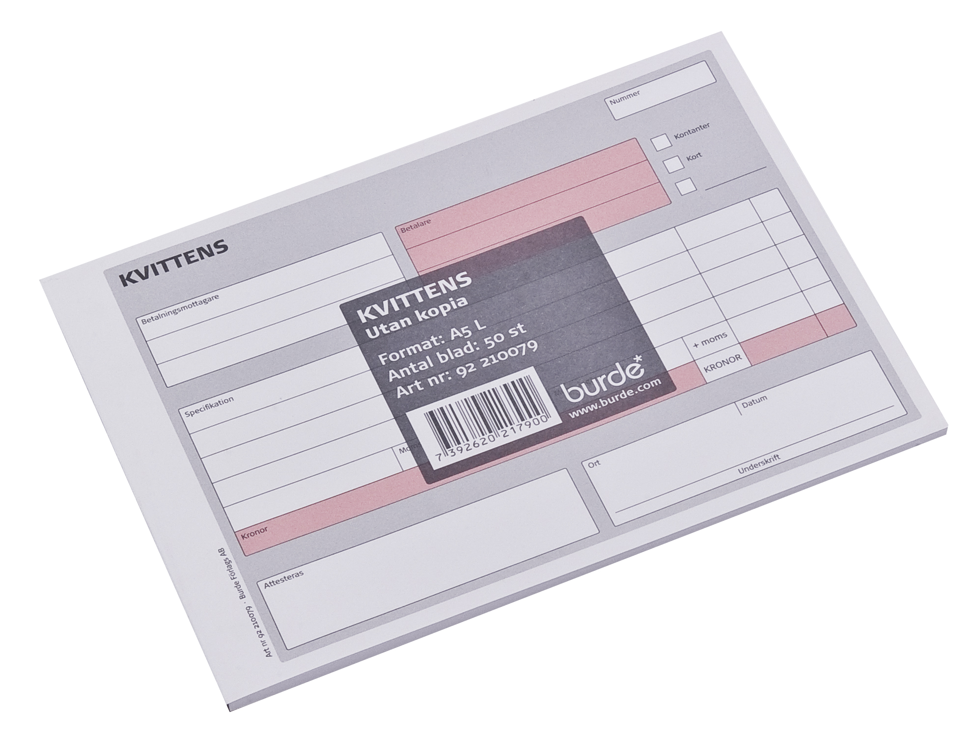 Kvittensblock onumrerade utan kopia A5L 10240002_3