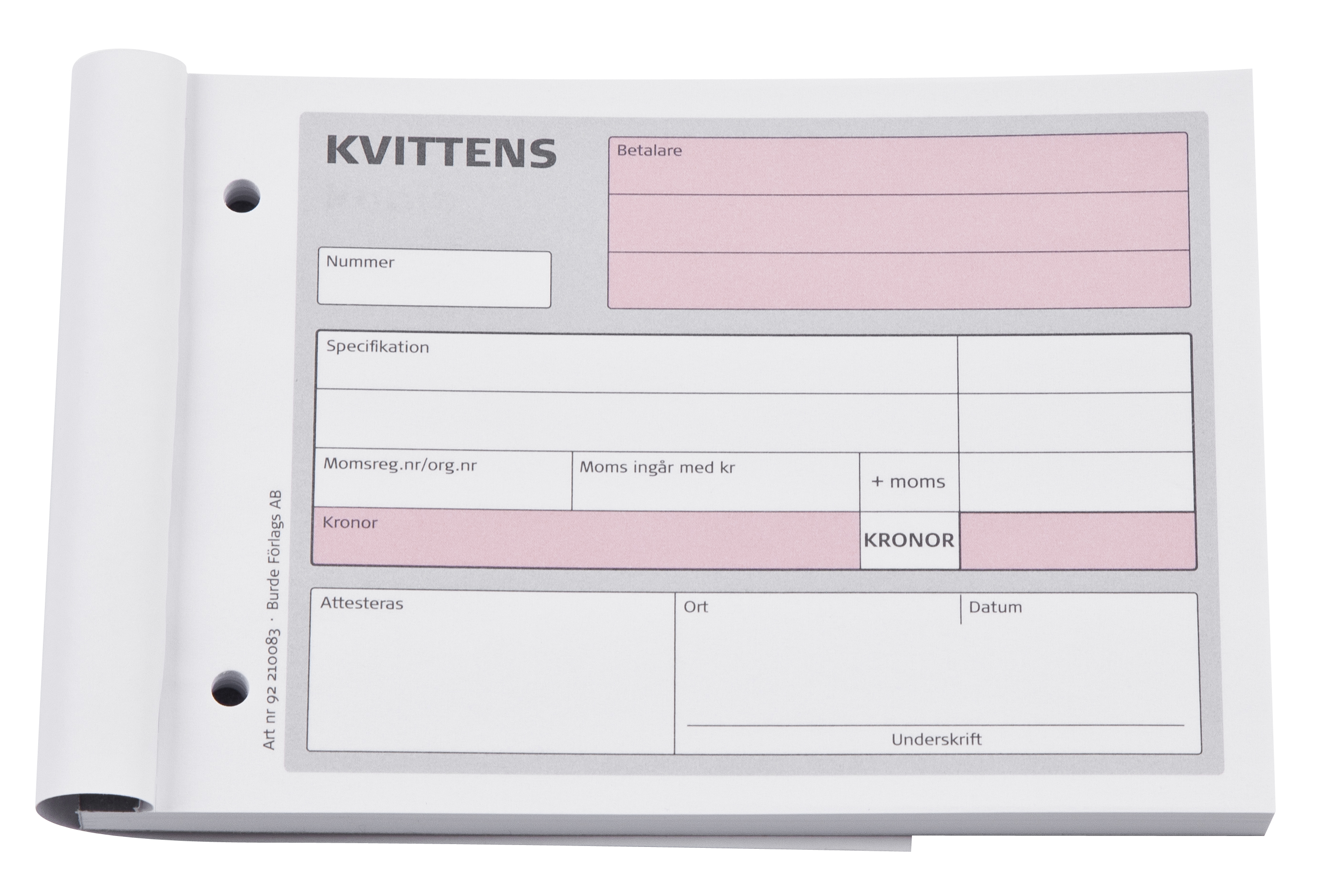 Kvittensblock onumrerade utan kopia A65 10240003_2