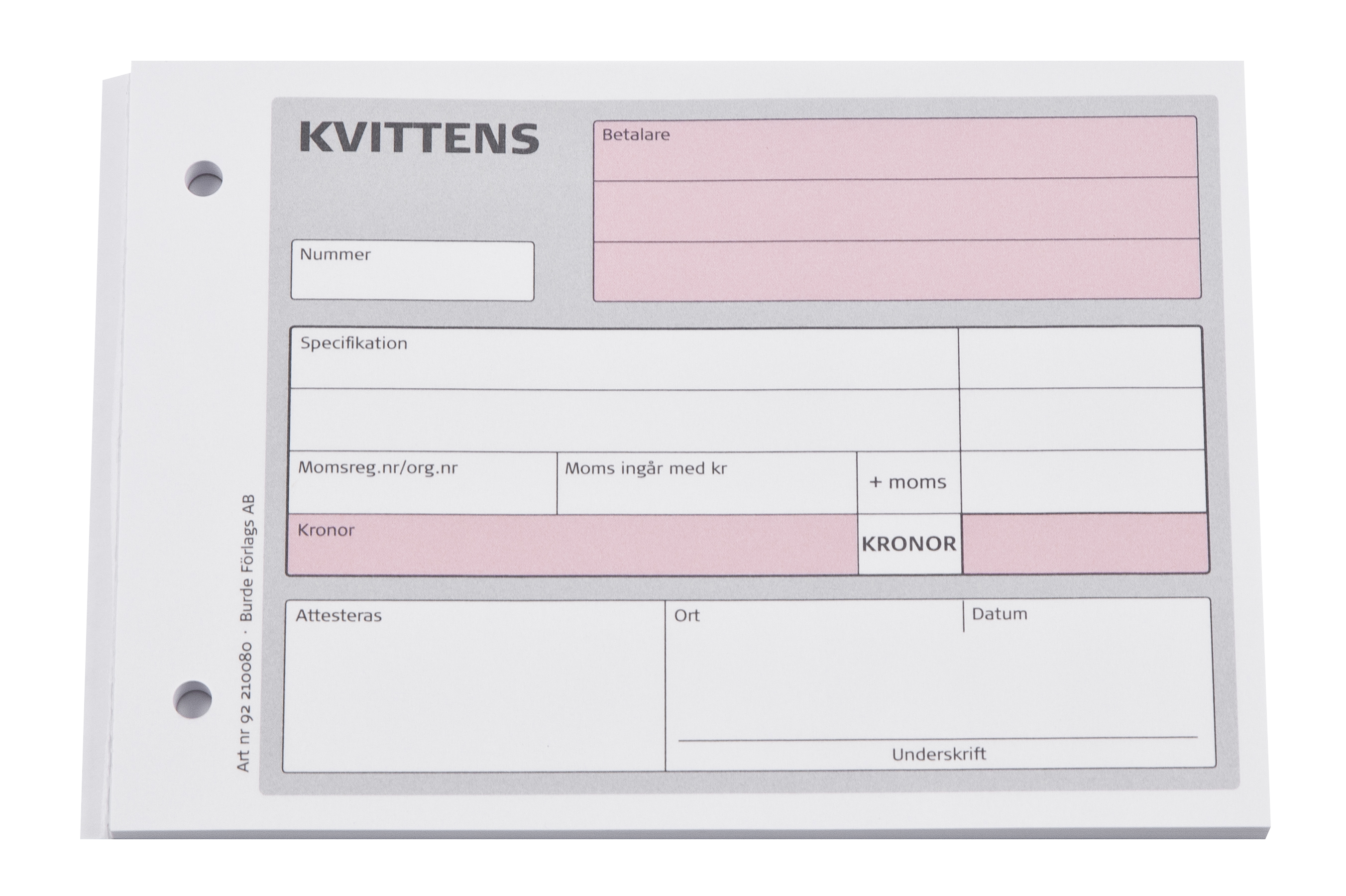 Kvittensblock onumrerade utan kopia A6L 10240004_2
