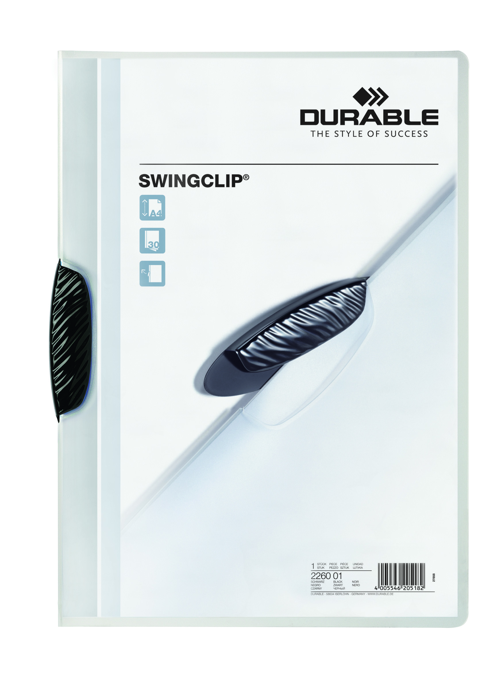 Klämmapp Durable Swingclip 30 ark svart A4 11110050_3
