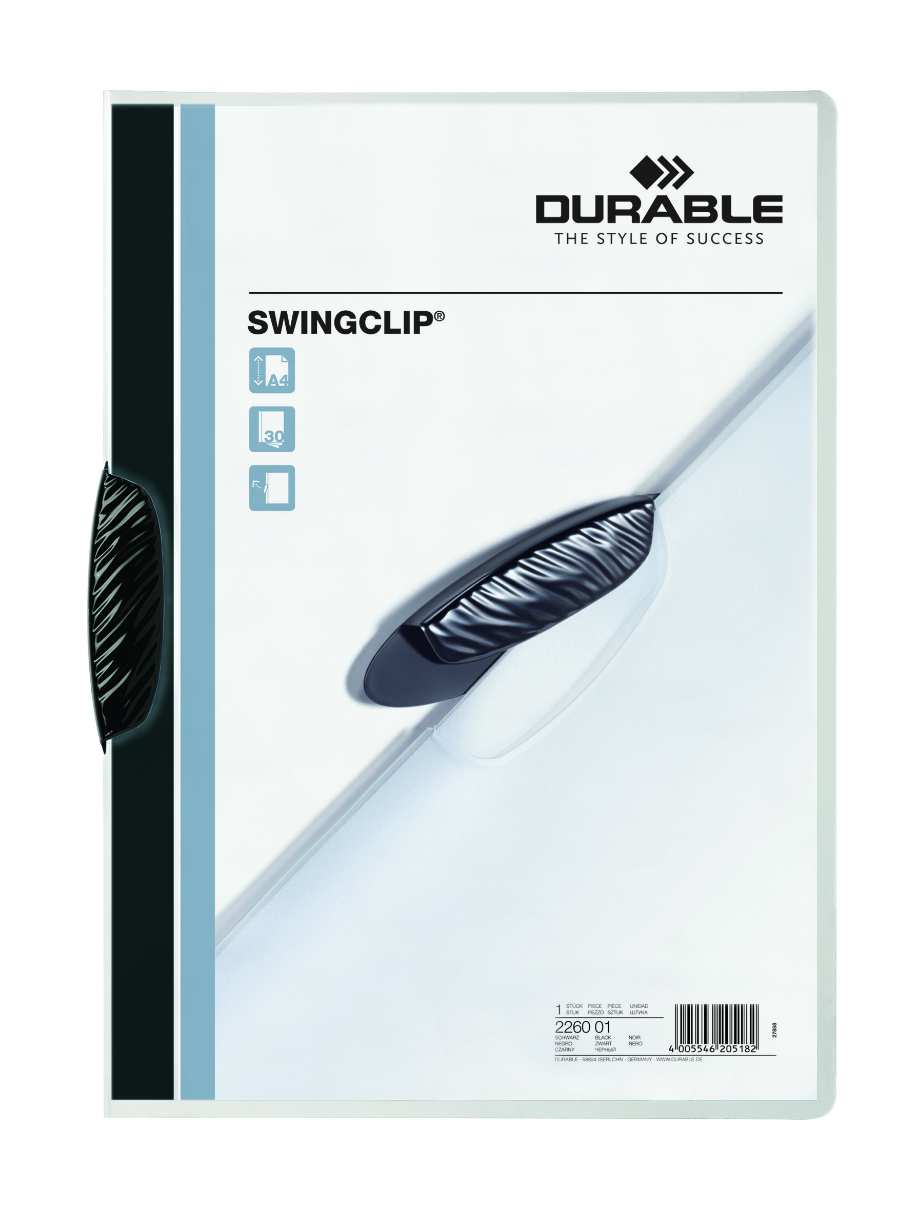 Klämmapp Durable Swingclip 30 ark svart A4 11110050_4