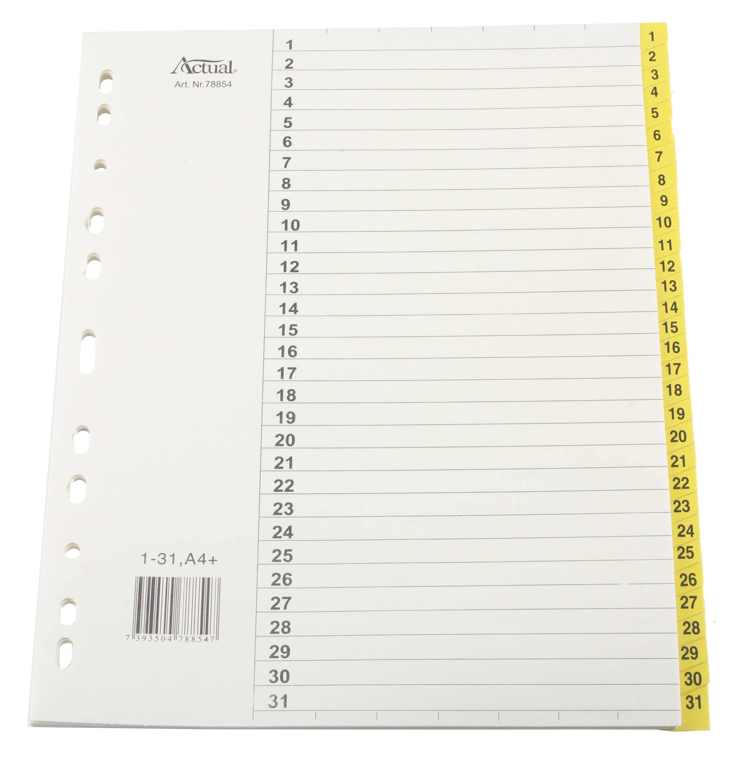 Pärmregister Plus flikförstärkta 1-31 A4+ 11300008_1