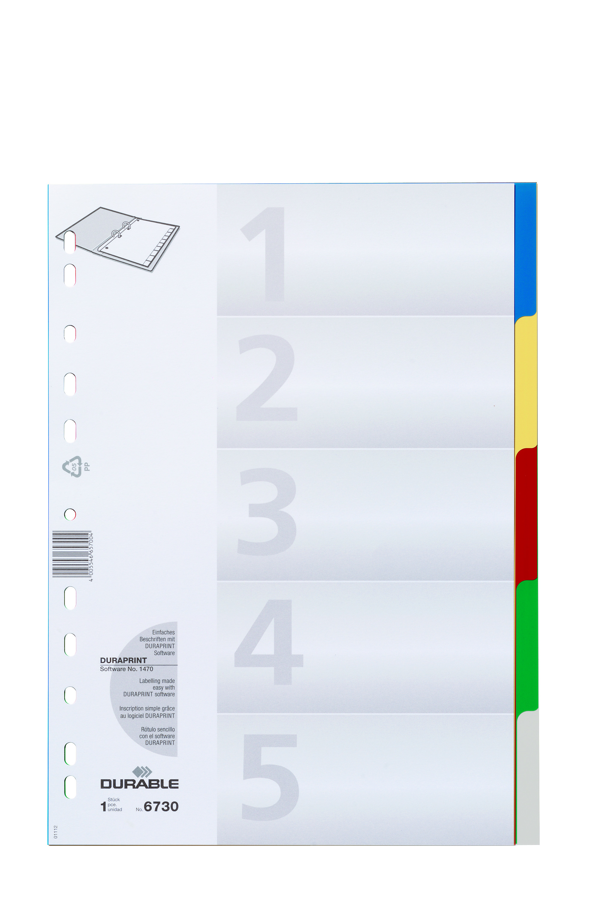 Pärmregister Durable plast 1-5 olikfärg A4 11320008_2