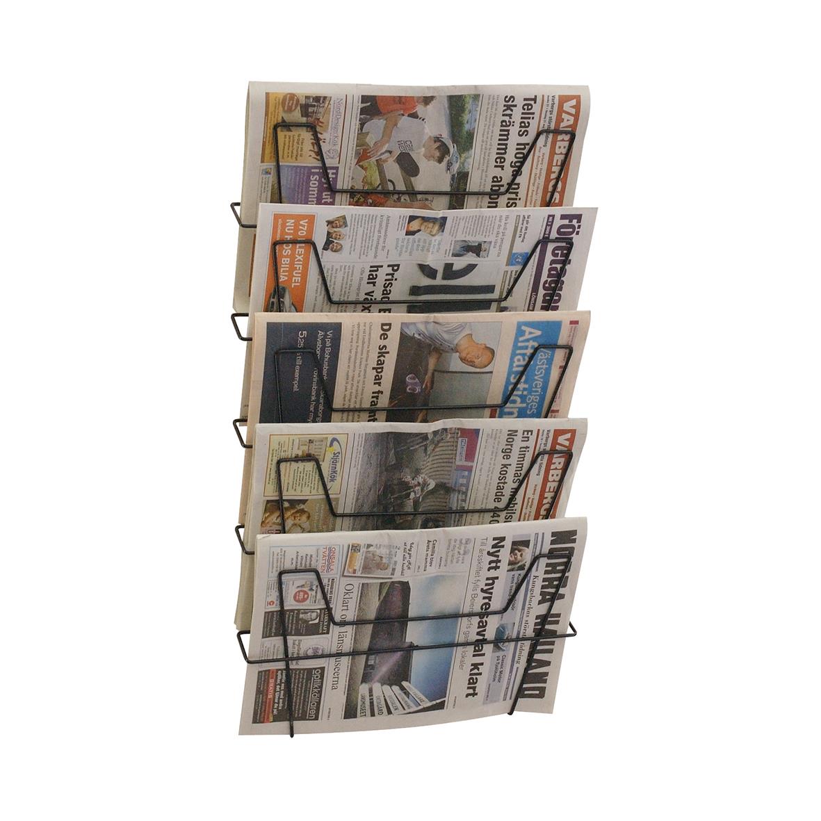 Tidningsställ Vägg 5-fack svart 11410020_1