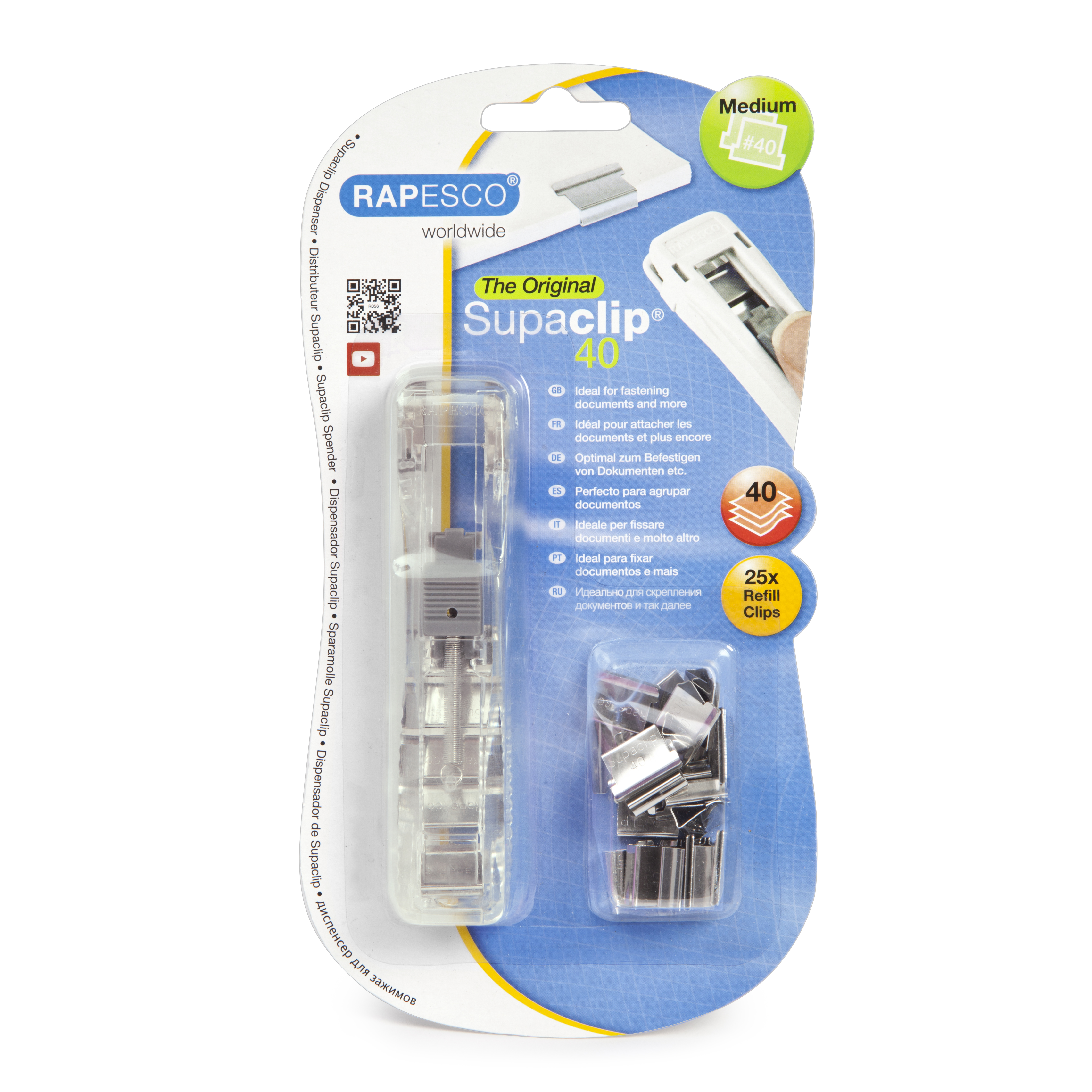 Hållare Rapesco Supaclip 40 inkl 25 silver clips 12050530_2