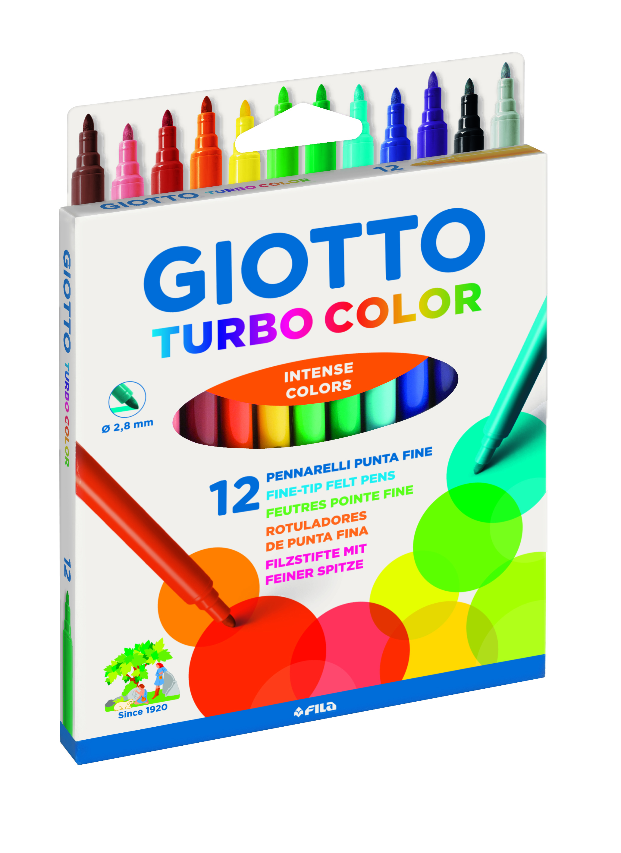 Fiberpenna Giotto Turbo Color 12-pack 12 färger 13100025