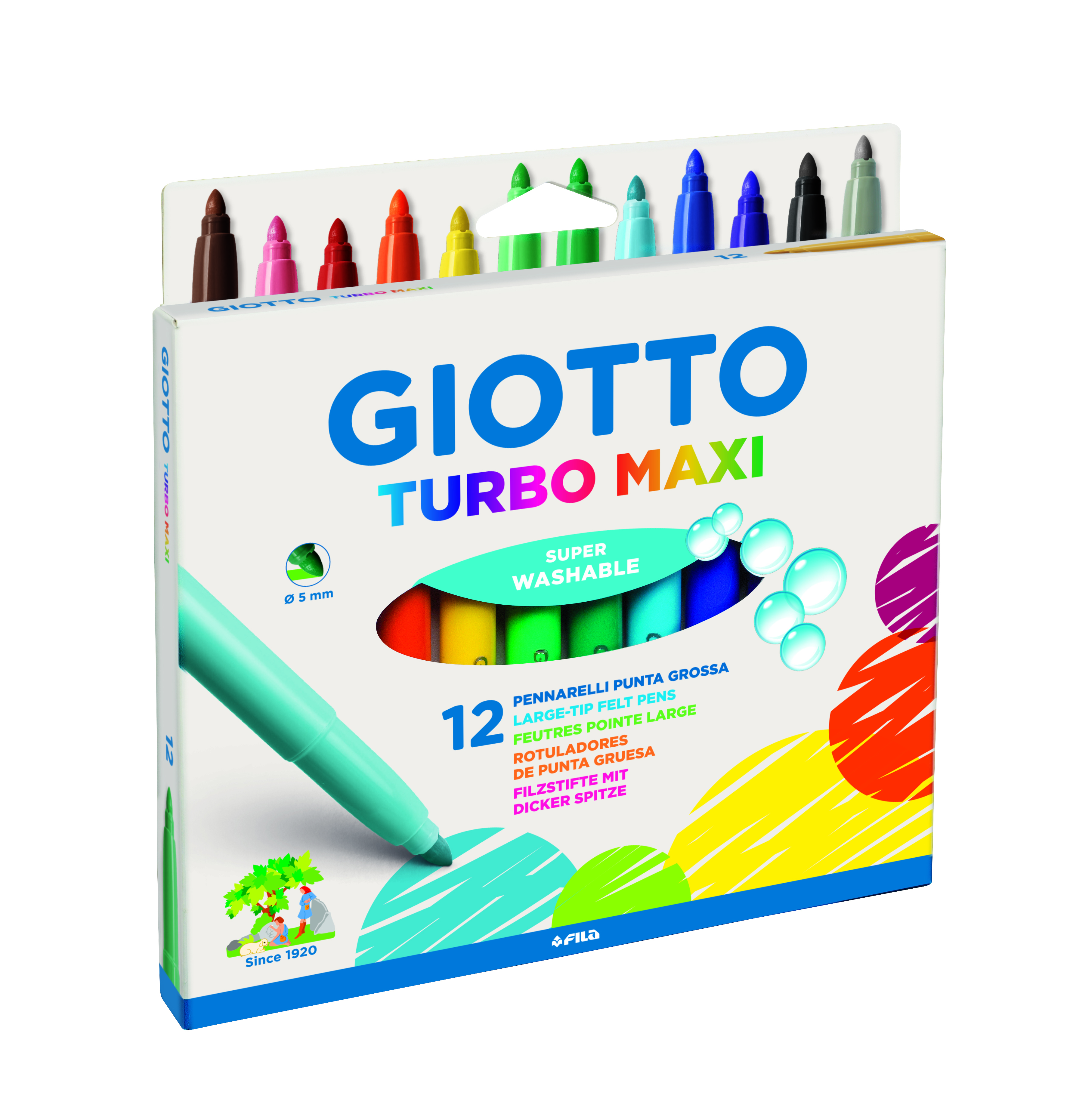 Fiberpenna Giotto Turbo Maxi 12-pack 12 färger 13100026