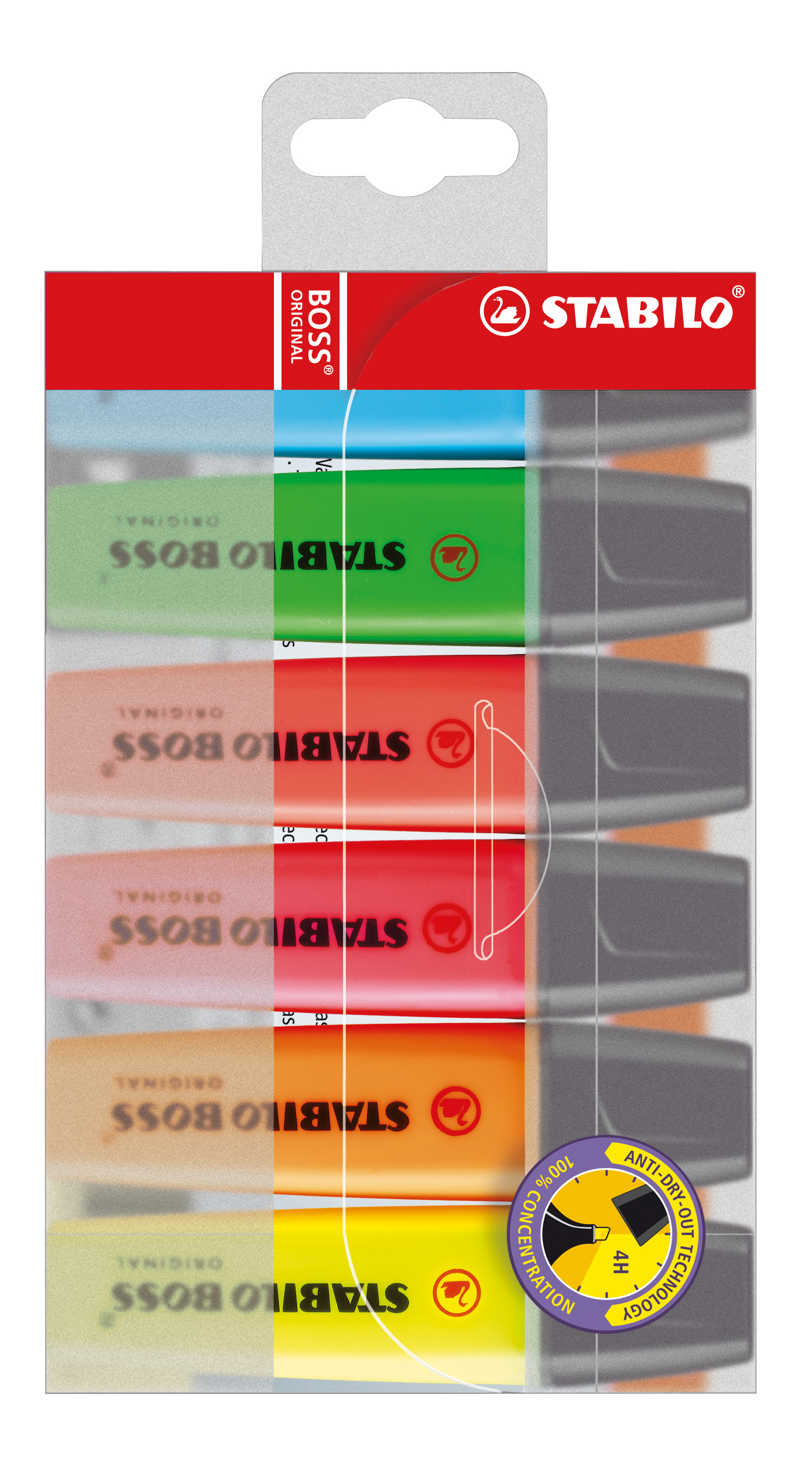 Överstrykningspenna Stabilo Boss 6-pack sorterade färger 13120095