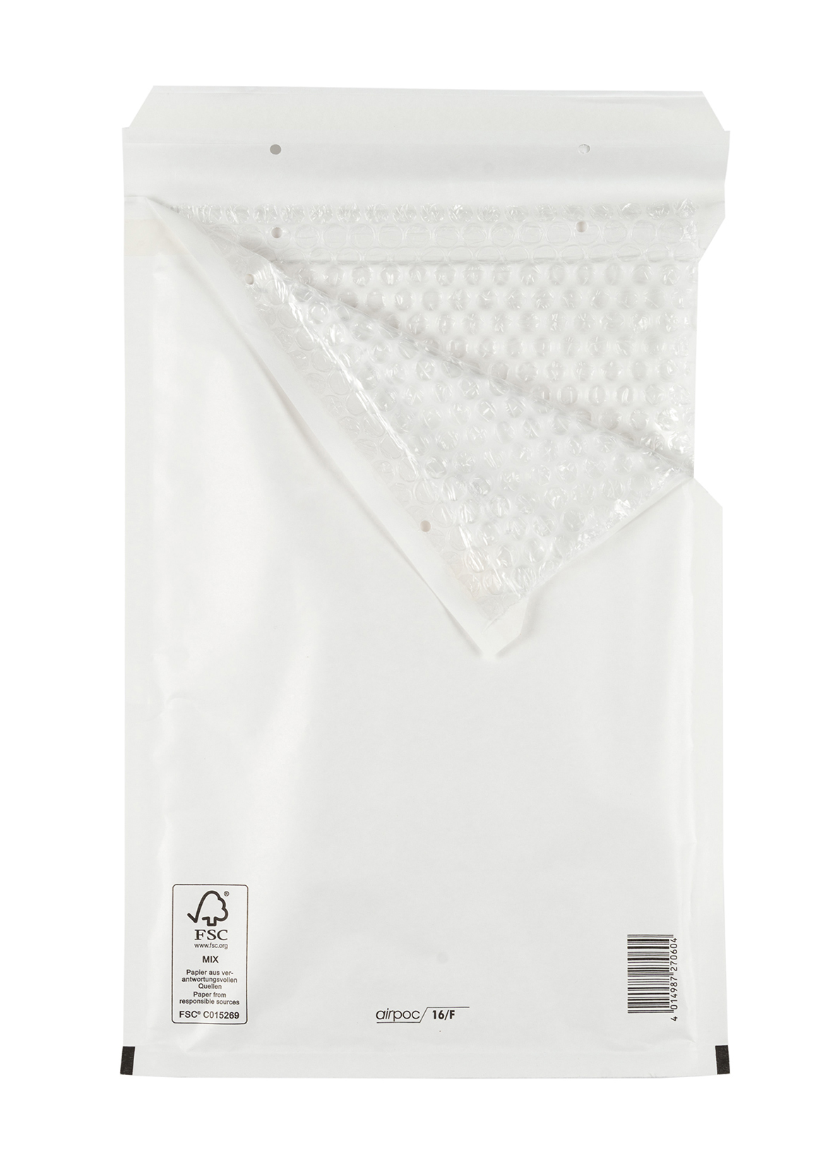 Bubbelpåse Nr 13 stripseal vit FSC märkt 145x215mm 14030014
