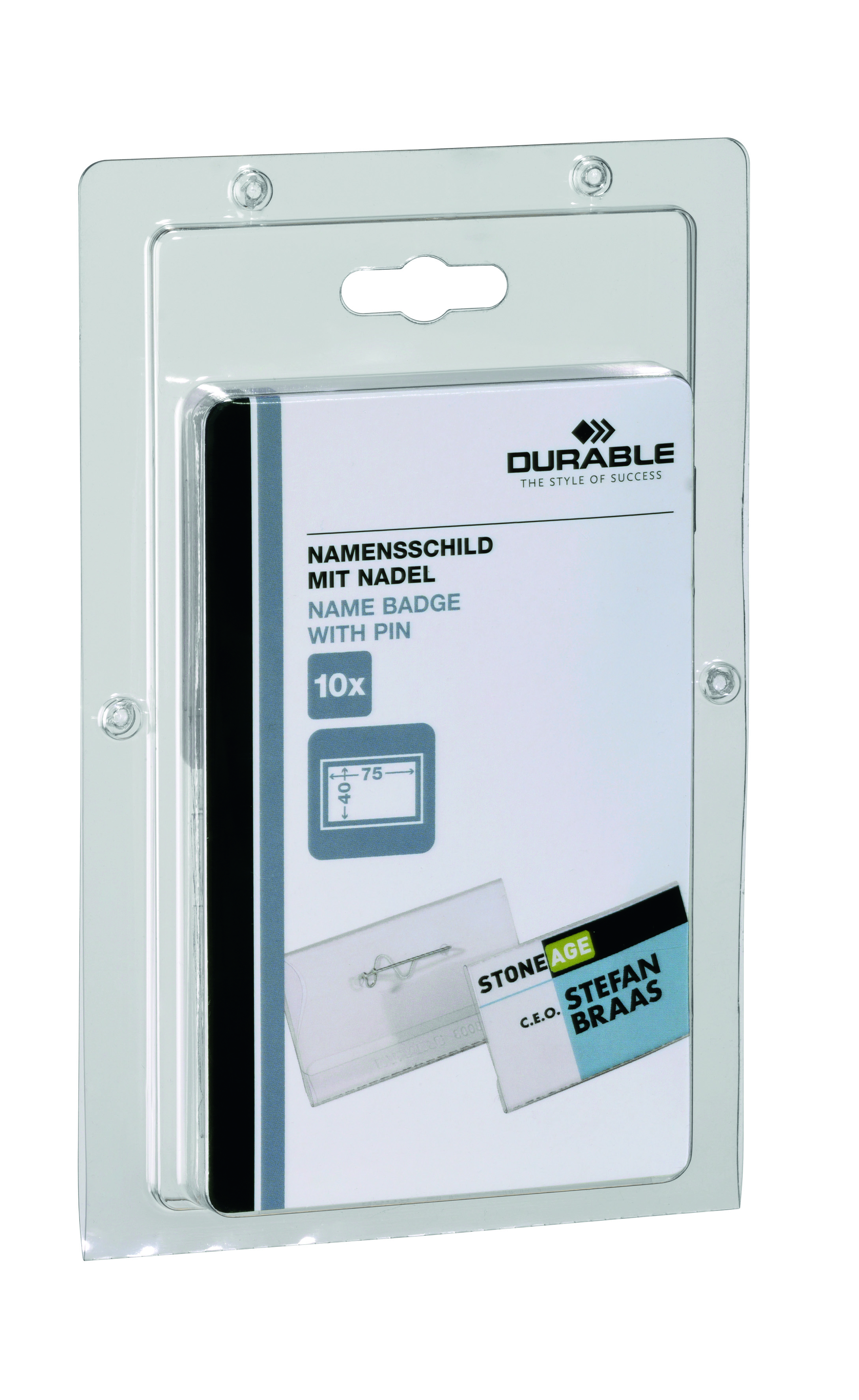 Namnskylt Durable med nål 75x40 mm 15040062_2
