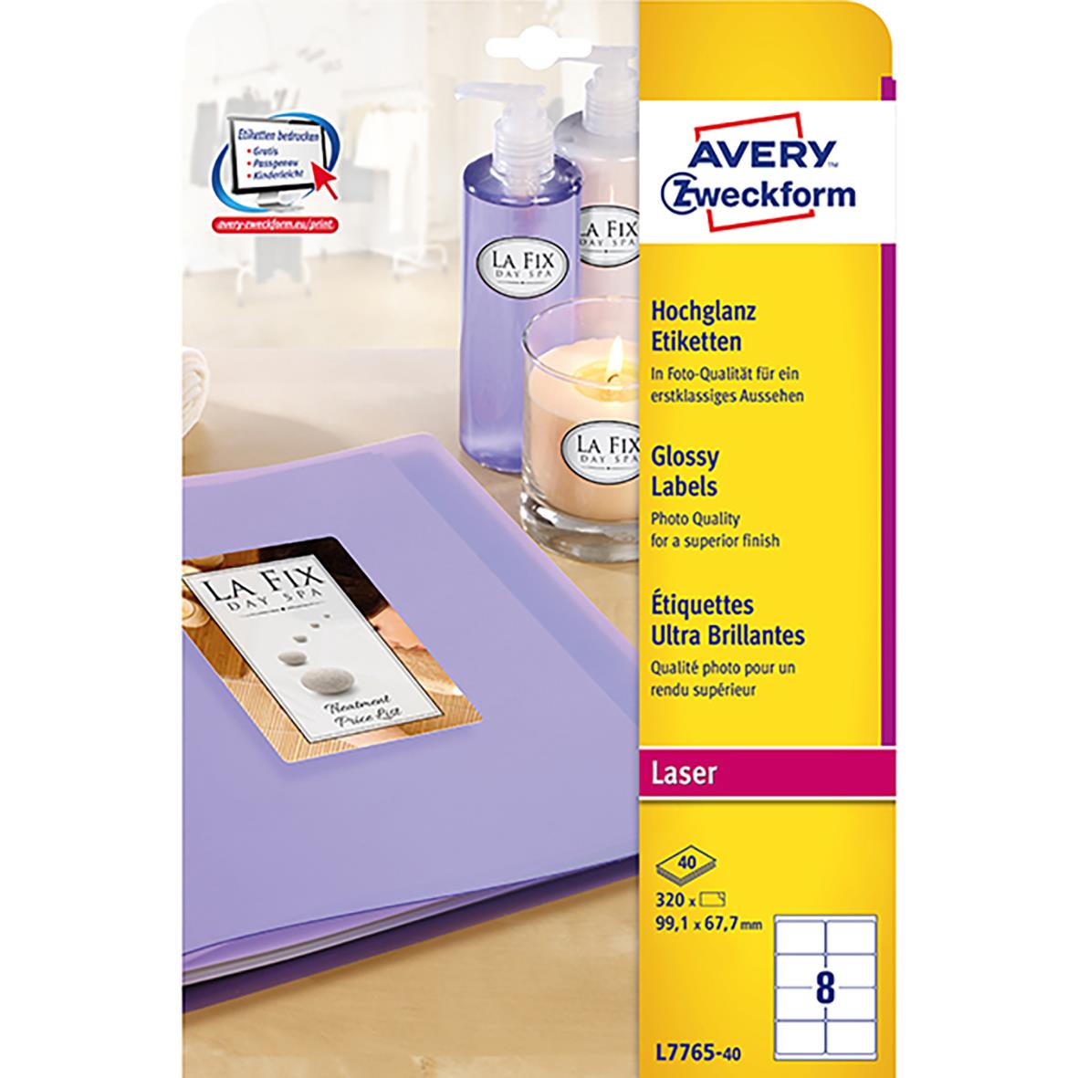 Fotoetikett Avery L7765 Glossy Vit 99,1x67,7mm 15040468_2