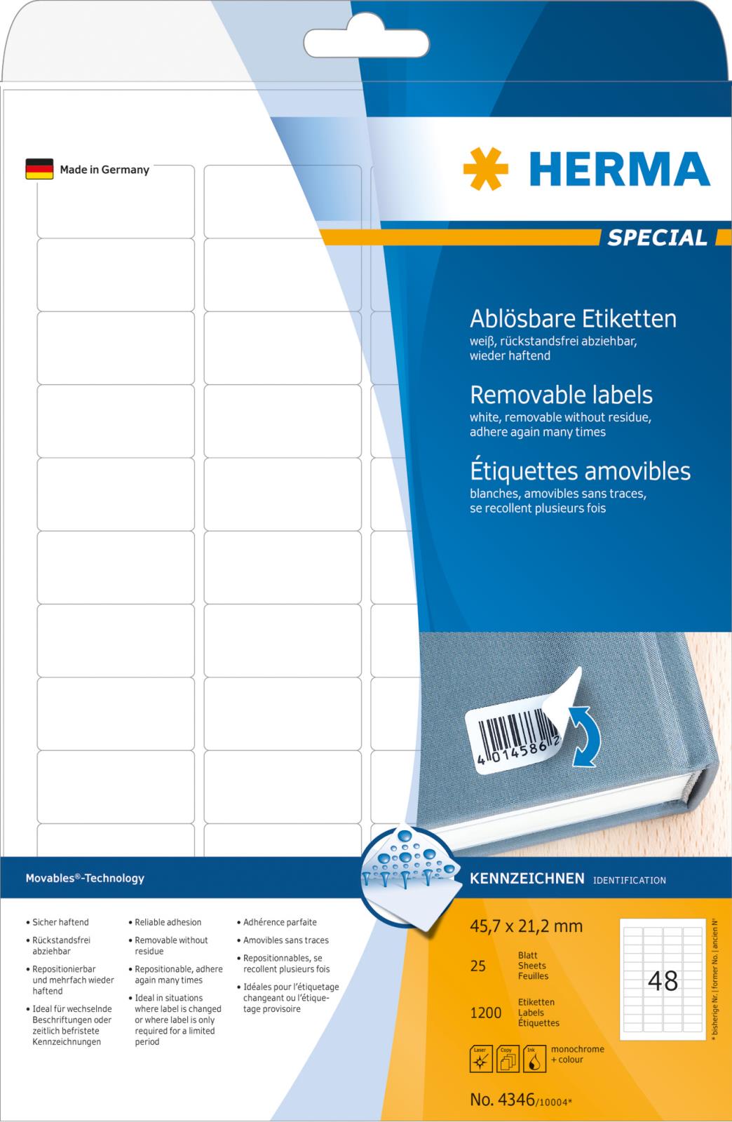 Etiketter Herma Laser movables 45,7x21,2 15080035