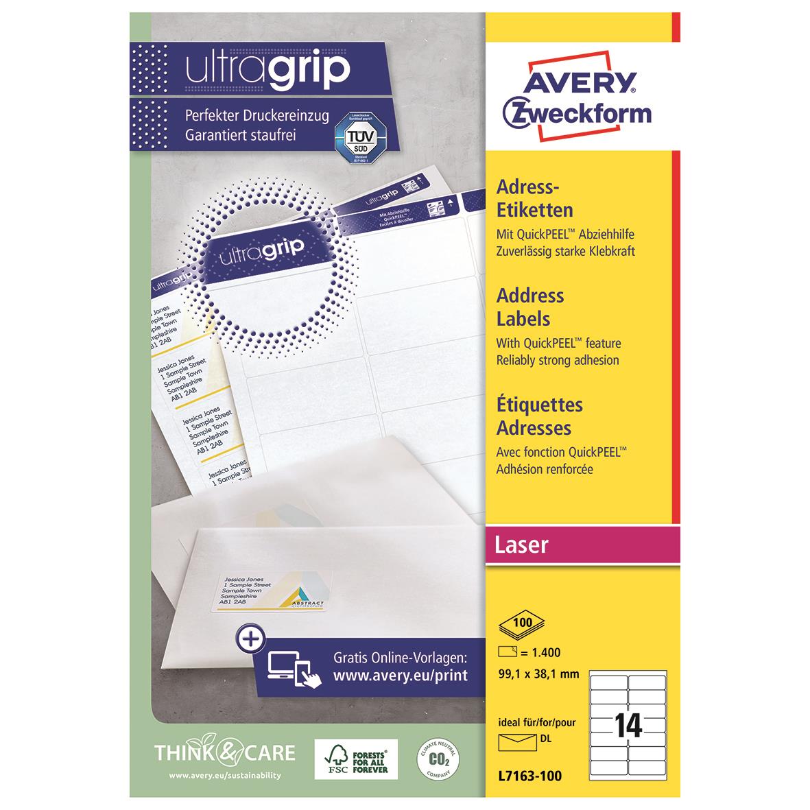 Laseretikett Avery L7163 QuickPEEL 99,1x38,1mm 15080143_3