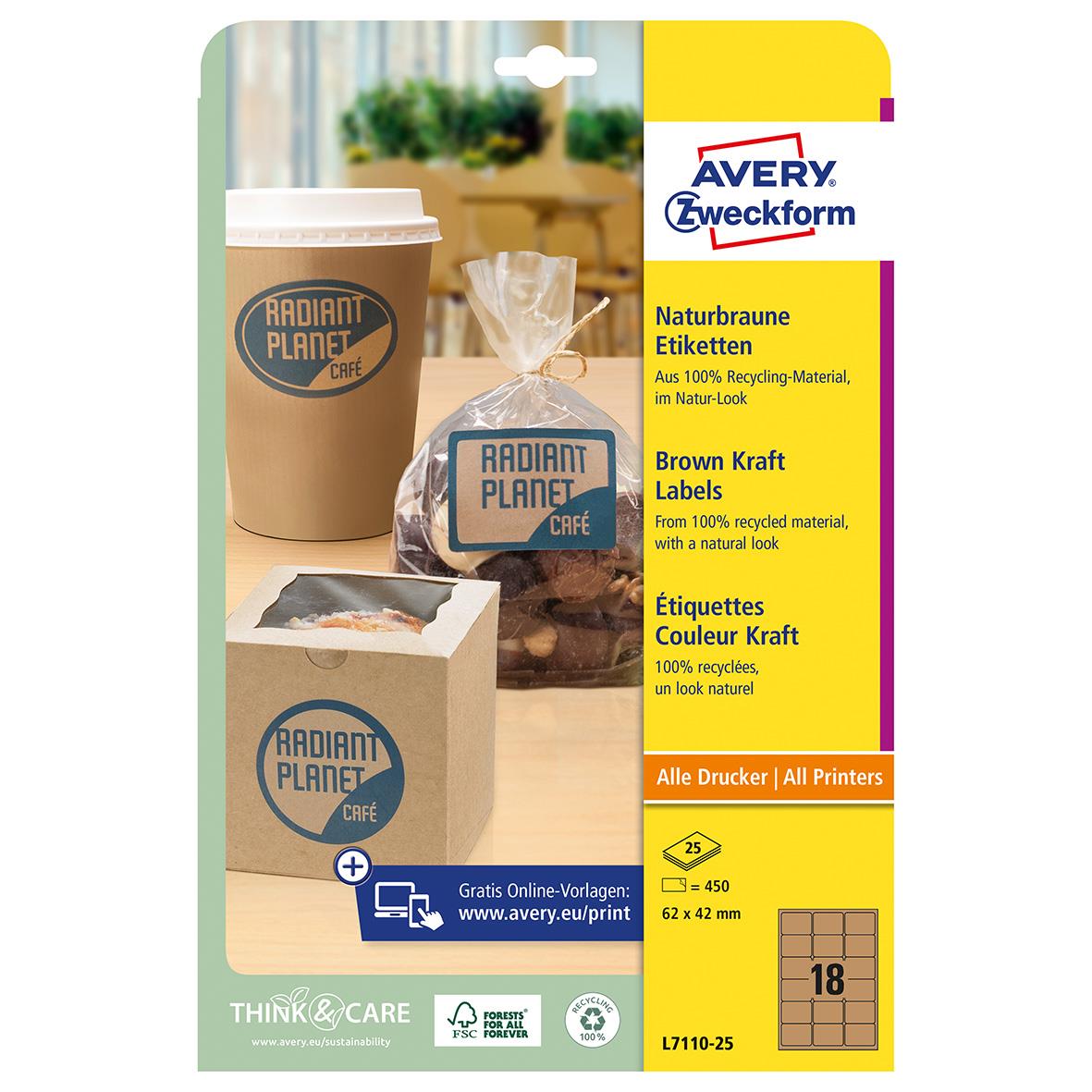 Etikett Avery L7110 Recycle Brun 62x42mm 15088879_2