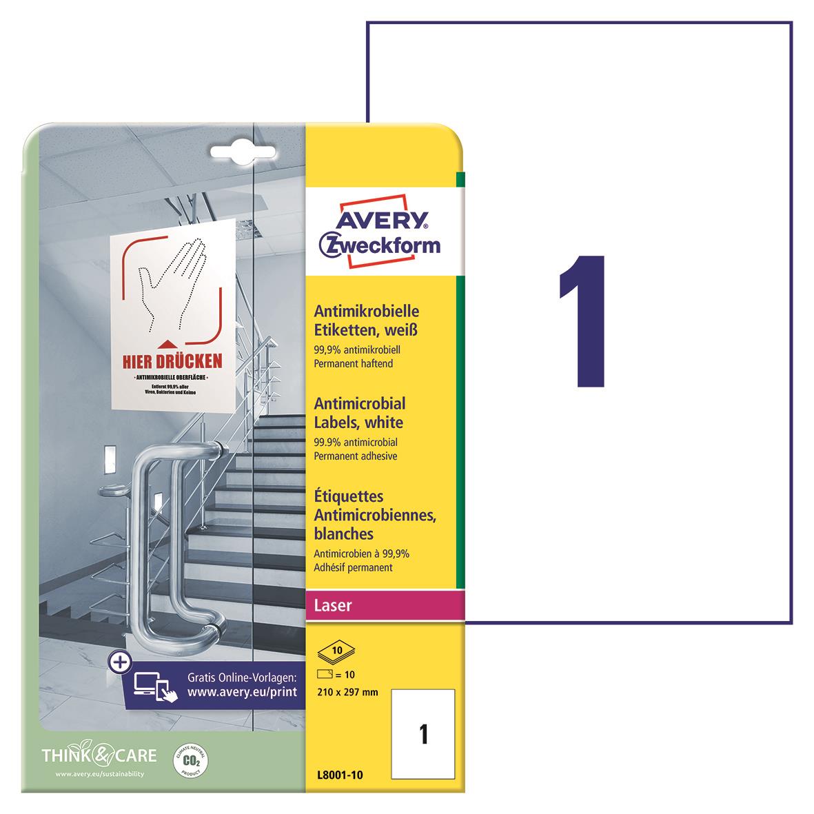 Skyddsfolie Avery Antibakteriell vita 210x297mm 15089001_1