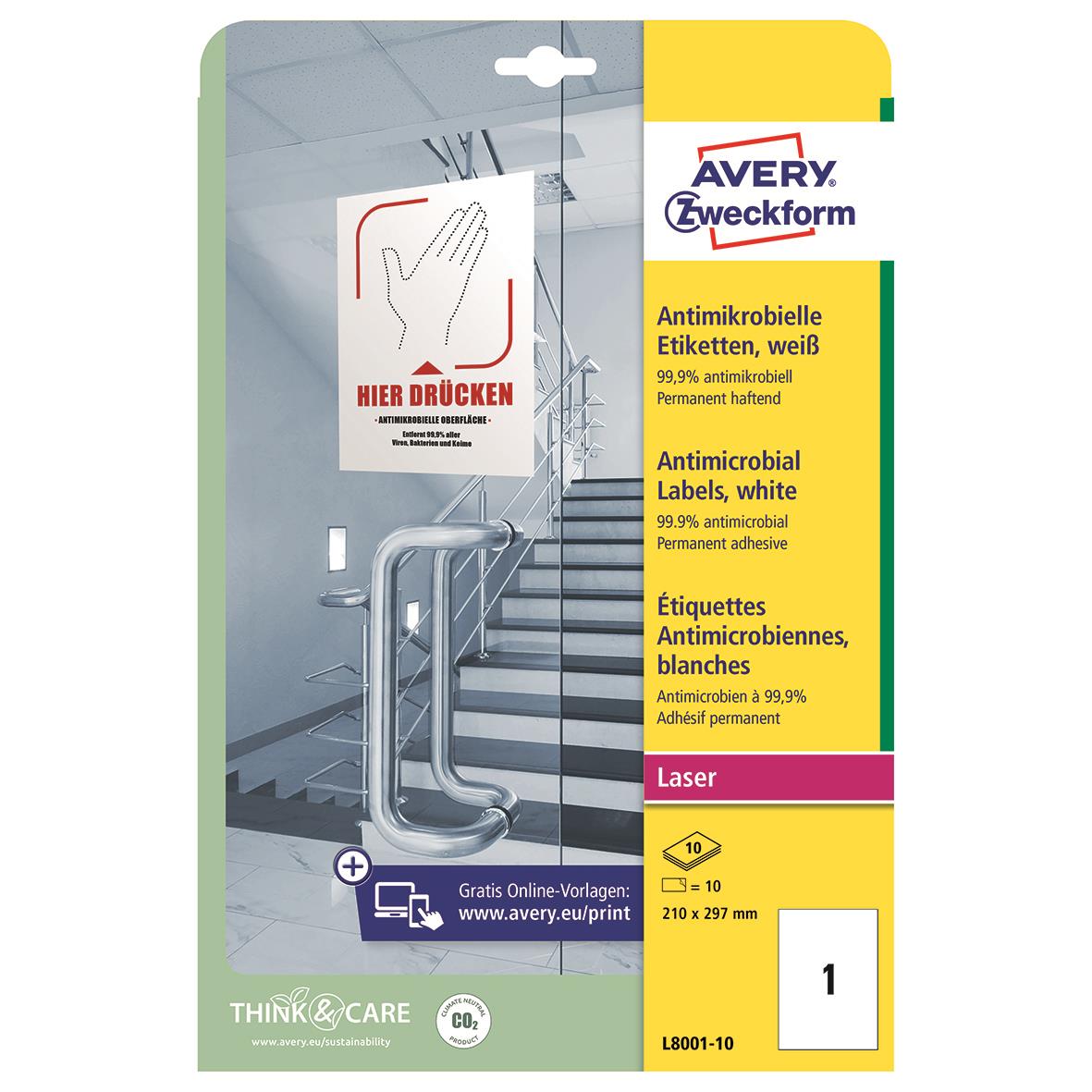 Skyddsfolie Avery Antibakteriell vita 210x297mm 15089001_3