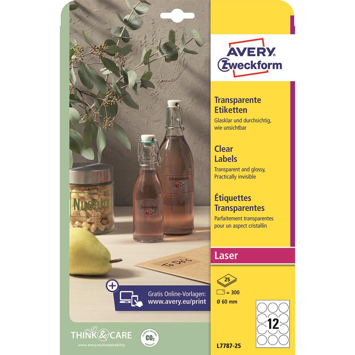 Laseretikett Avery L7787 Crystal Clear Ø60mm 15089201_2