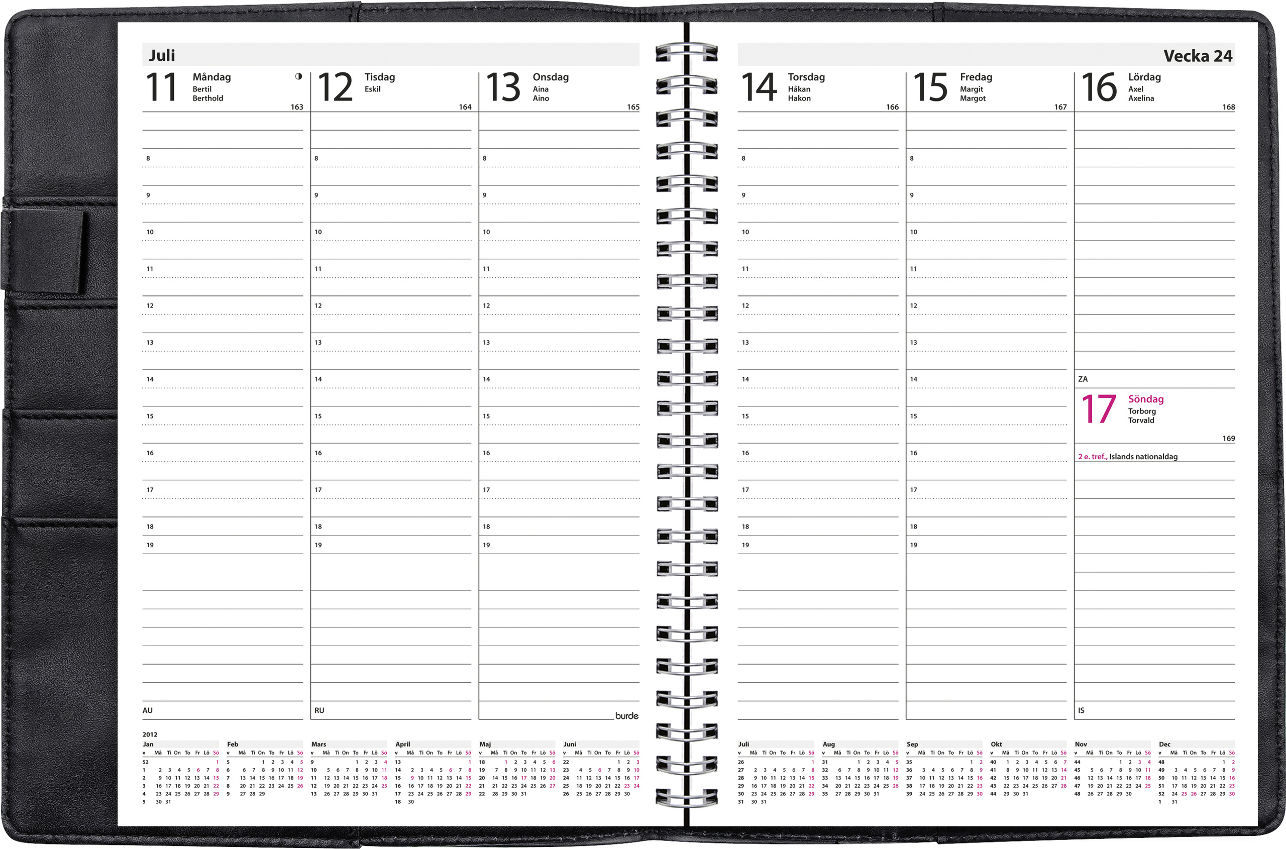 Almanacka 5870 Weekly A5 svart konstläder med slejf 2021 16010367_2