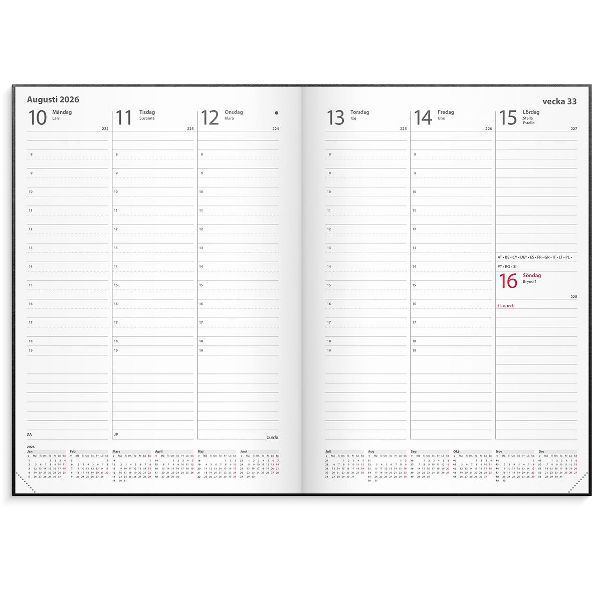 Almanacka Burde 1178 Weekly Konstläder Inbunden 2023 Svart A5 16010369_2