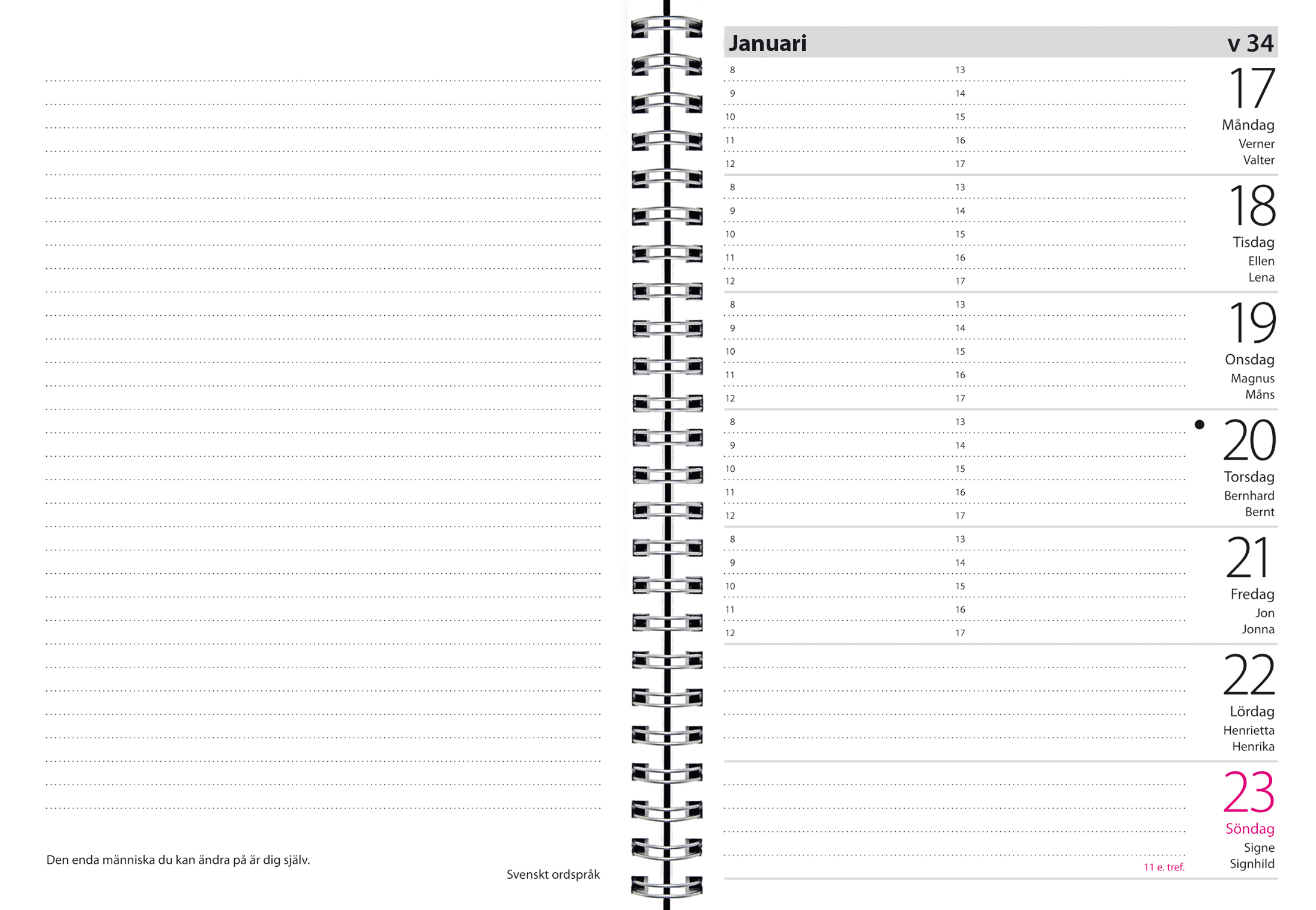 Almanacka 1100 Stor Veckokalender refill 2021 16010373_2