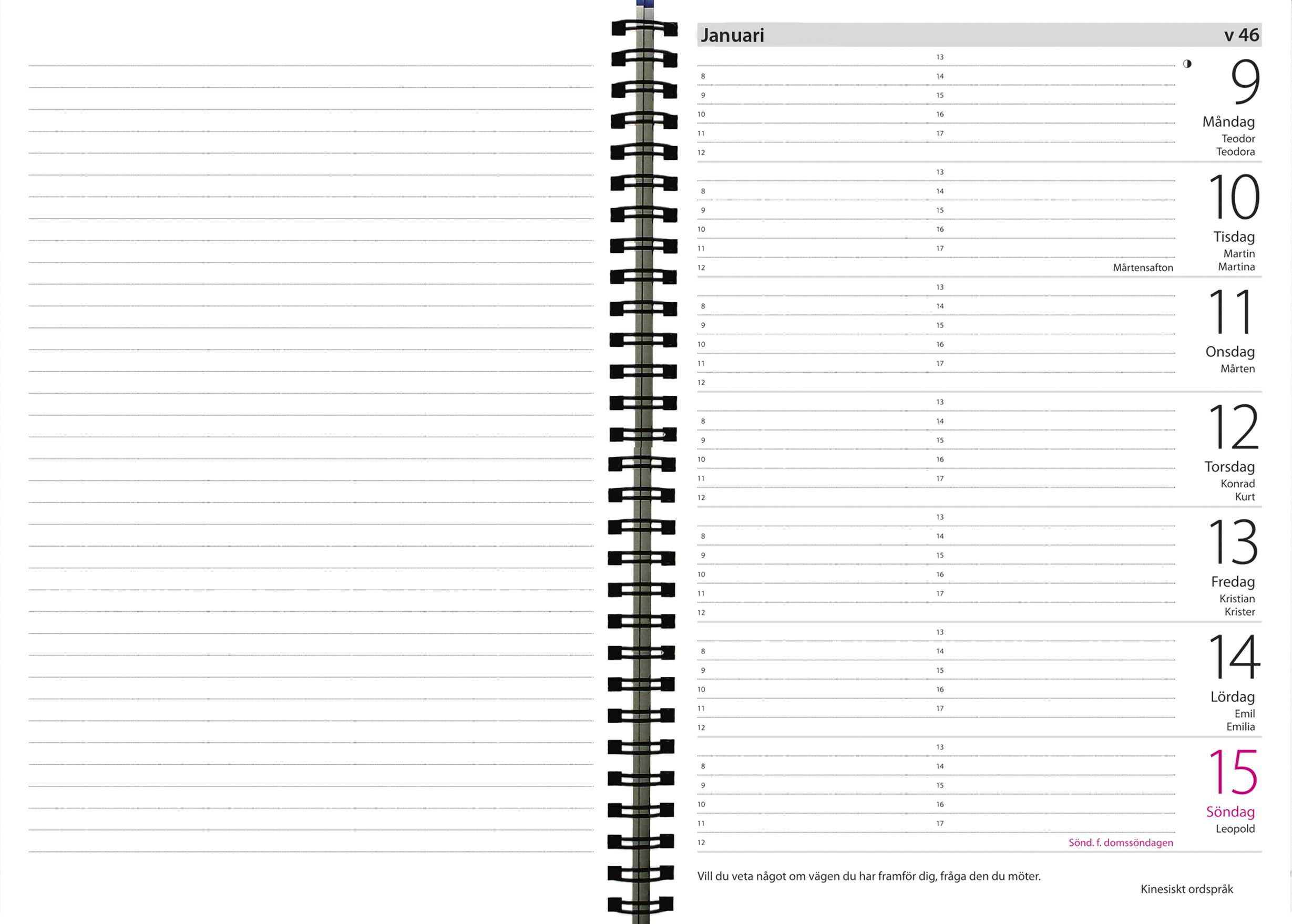 Almanacka 5908 Stor Veckokalender svart skinn 2021 16010380_2