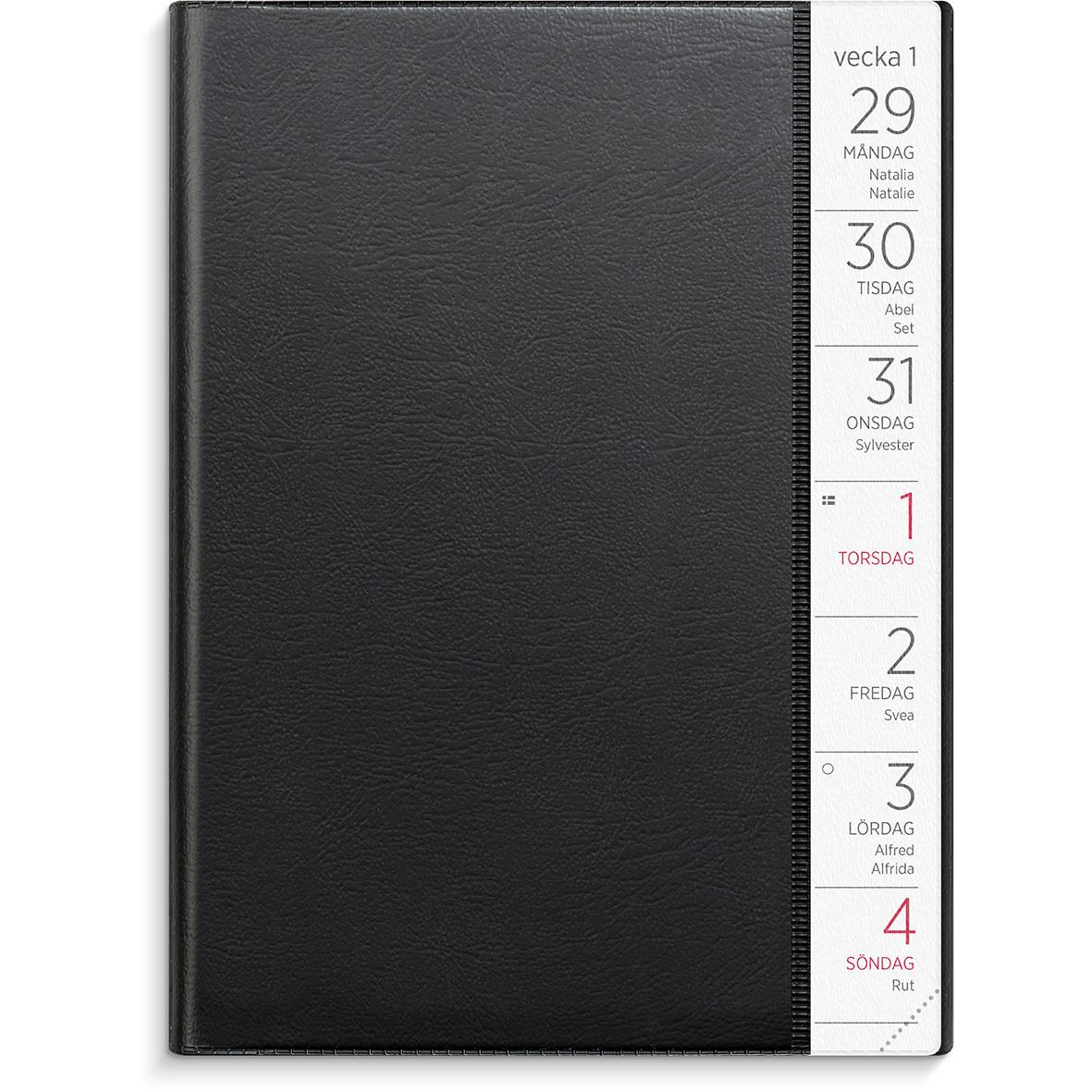 Almanacka 1196 Liten Veckokalender svart plast 2021 16010382_1