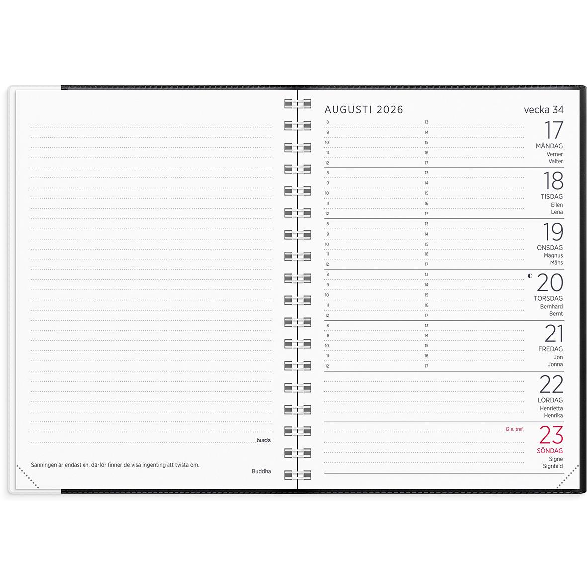 Almanacka 1196 Liten Veckokalender svart plast 2021 16010382_2